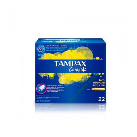 TAMPAX COMPAK REGULAR 22 TAMPONES TAMPAX COMPAK REGULAR 22 TAMPONES