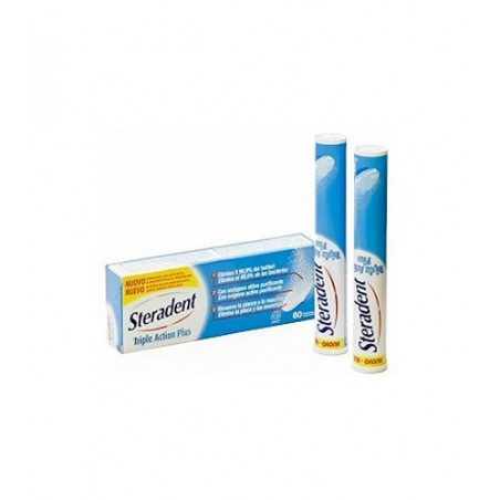 STERADENT TRIPLE ACCION PLUS 60 TABLETAS EFERVESCENTES STERADENT TRIPLE ACCION PLUS 60 TABLETAS EFERVESCENTES