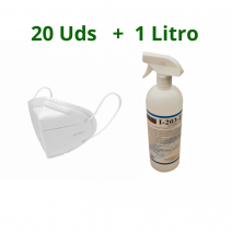 PACK MASCARILLAS KN95/FFP2 CAJA 20 UDS Y DESINFECTANTE SUPERFICIES 1 LITRO PACK MASCARILLAS KN95/FFP2 CAJA 20 UDS Y DESINFECTANTE SUPERFICIES...