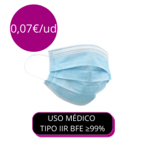 MASCARILLA QUIRURGICA 3 CAPAS TIPO IIR BFE ≥ 99% CAJA 50 UDS MASCARILLA QUIRURGICA 3 CAPAS TIPO IIR